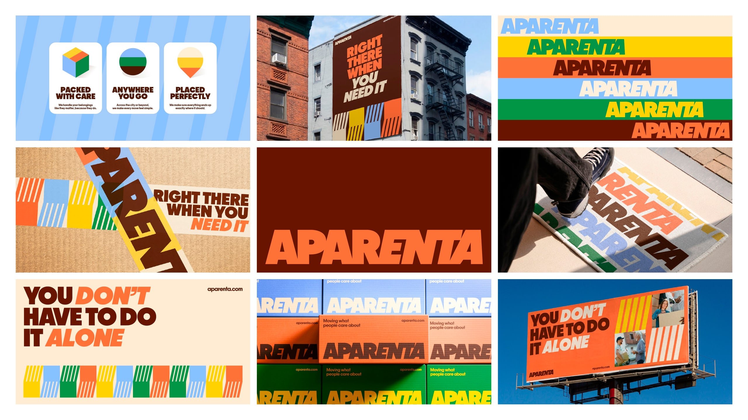 Aparenta brand identity on posters, billboards and social graphics