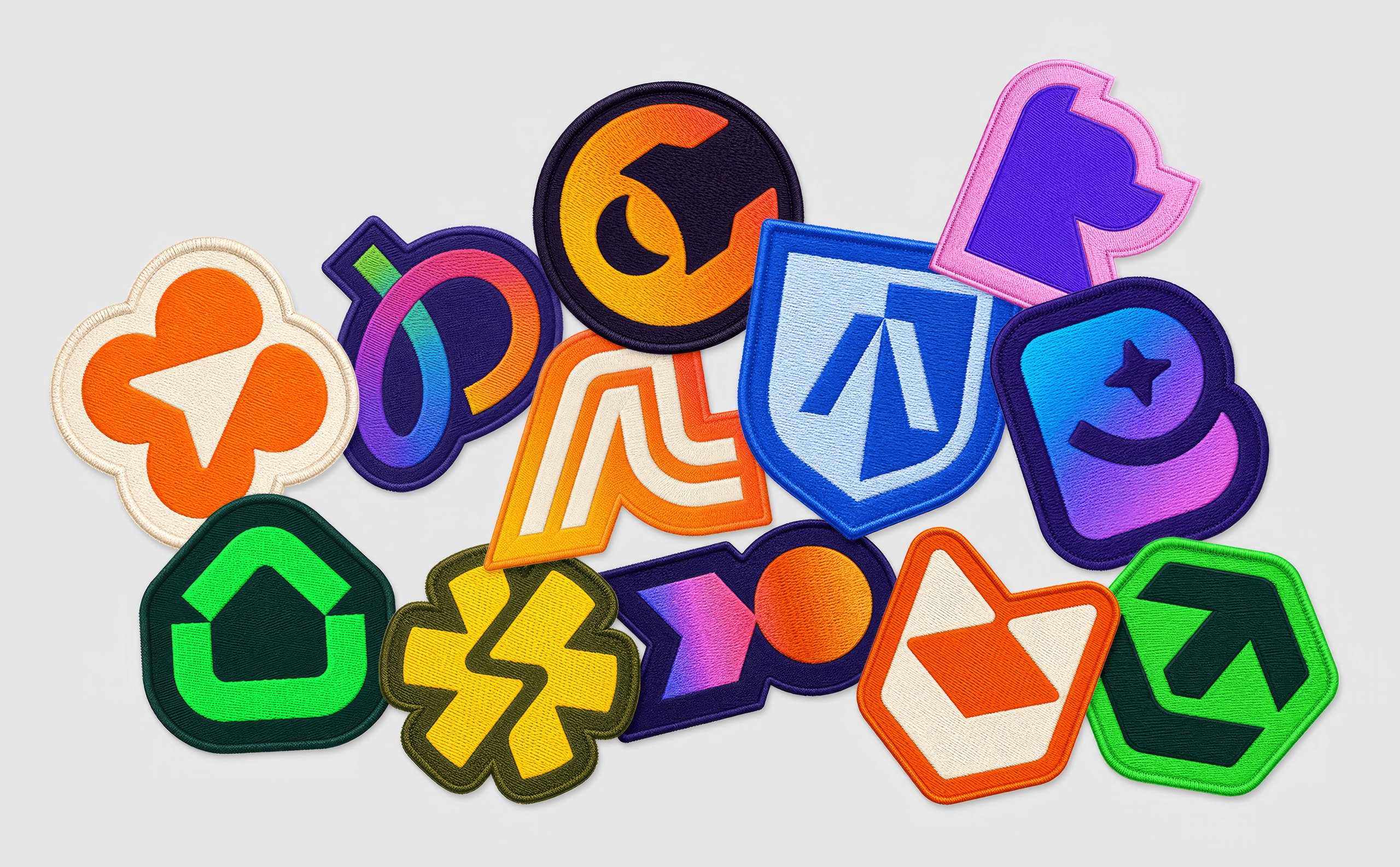 Collection of colorful logo marks as stickers