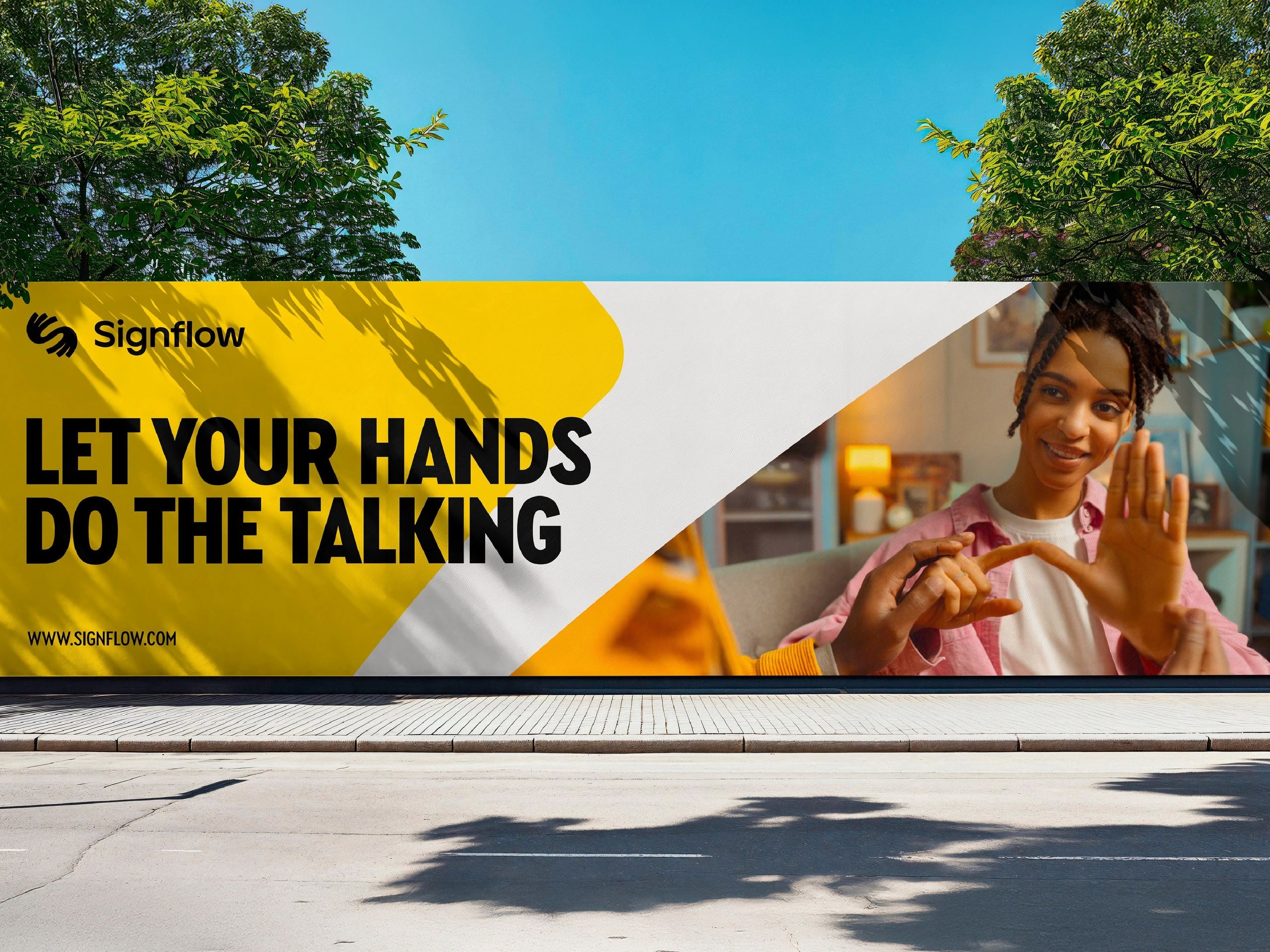 Signflow billboard reading “Let your hands do the talking”